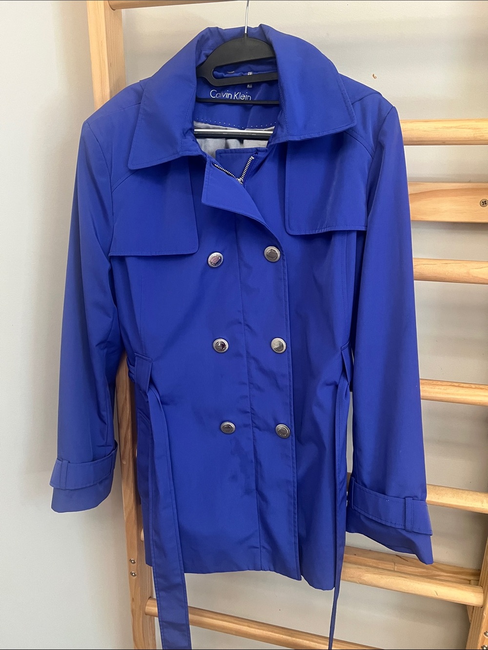 Calvin Klein Women's Cobalt Blue Double-Breasted Trench Coat